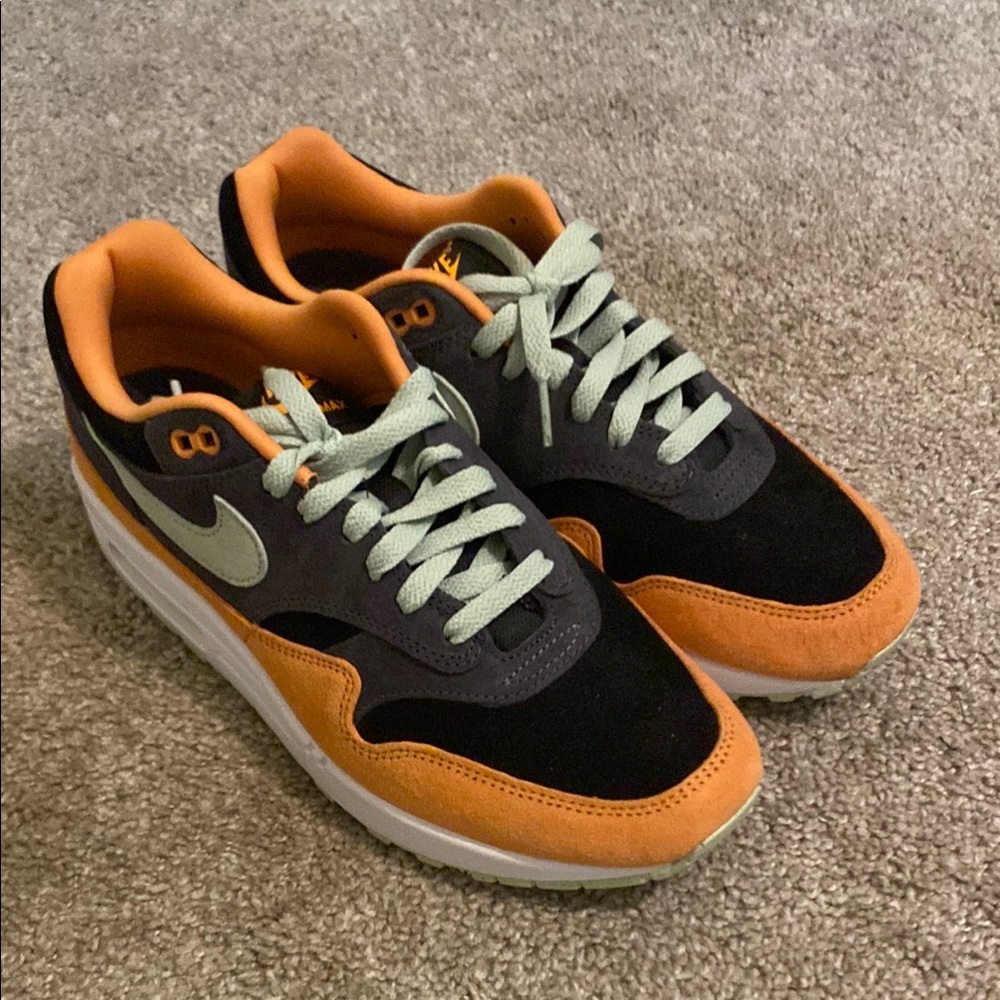 Nike Air Max 1 Men's Sneakers – Black/Orange/Gray – Size 9
